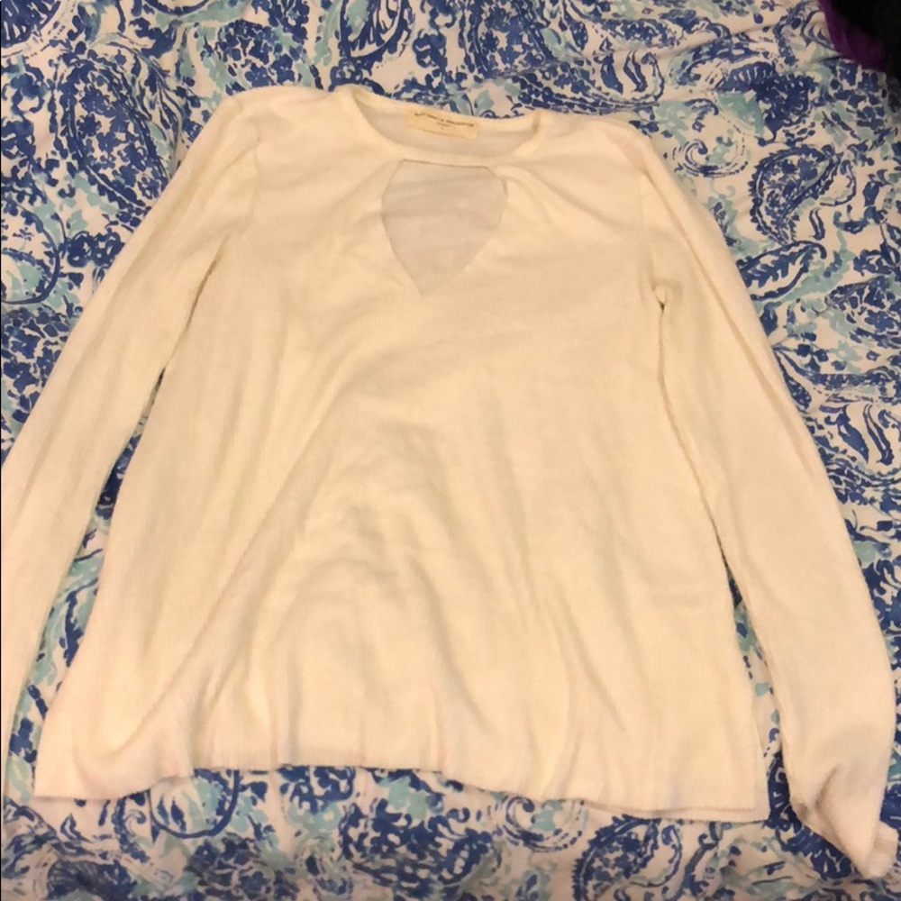 Urban Outfitters Ivory Keyhole Long Sleeve